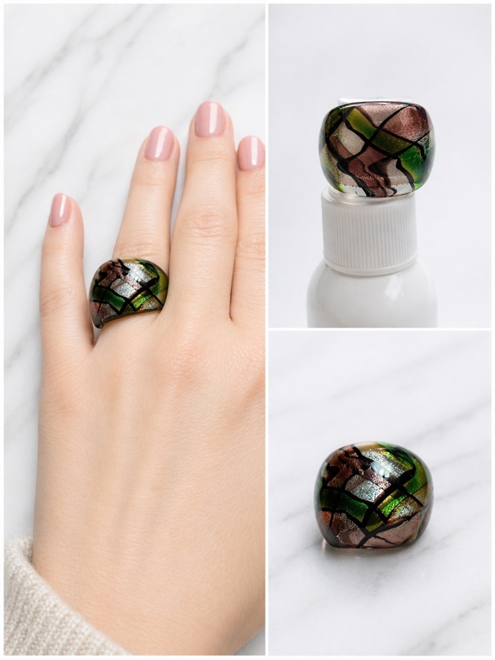 Vintage dichroic glass ring